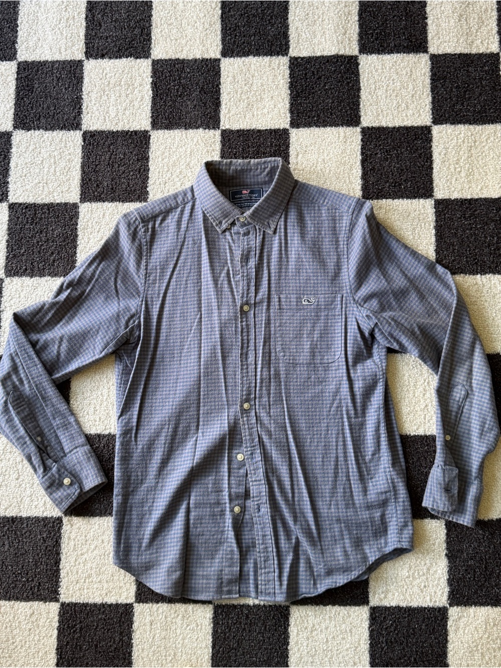 Vineyard Vines Men's Blue Micro-Check Button-Down Shirt